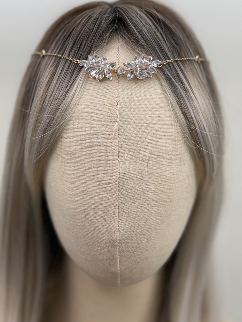 Crystal Bridal Head Chain GoldToneRhinestone Headpiece Wedding Hair Jewelry Boho